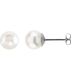 1608 Earring Set Cultured White Freshwater Pearl Pearl 8.0-8.5 Mm 14K White Pair Friction Backs Included Polished Cultured White Freshwater Pearl Earrings