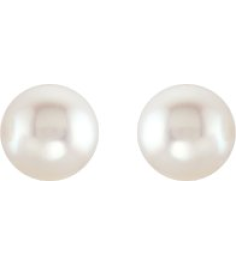 1608 Earring Set Cultured White Freshwater Pearl Pearl 8.0-8.5 Mm 14K White Pair Friction Backs Included Polished Cultured White Freshwater Pearl Earrings