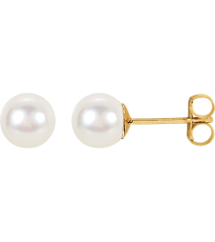1608 Earring Set Cultured White Freshwater Pearl Pearl 8.0-8.5 Mm 14K Yellow Pair Friction Backs Included Polished Cultured White Freshwater Pearl Earrings