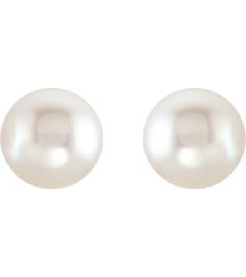 1608 Earring Set Cultured White Freshwater Pearl Pearl 8.0-8.5 Mm 14K Yellow Pair Friction Backs Included Polished Cultured White Freshwater Pearl Earrings