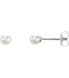 21372 Earring Set Cultured White Freshwater Pearl Pearl 4.0-4.5 Mm Sterling Silver Pair Friction Backs Included Polished Freshwater Cultured Pearl Earrings With Backs