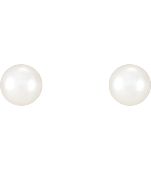 21372 Earring Set Cultured White Freshwater Pearl Pearl 4.0-4.5 Mm Sterling Silver Pair Friction Backs Included Polished Freshwater Cultured Pearl Earrings With Backs