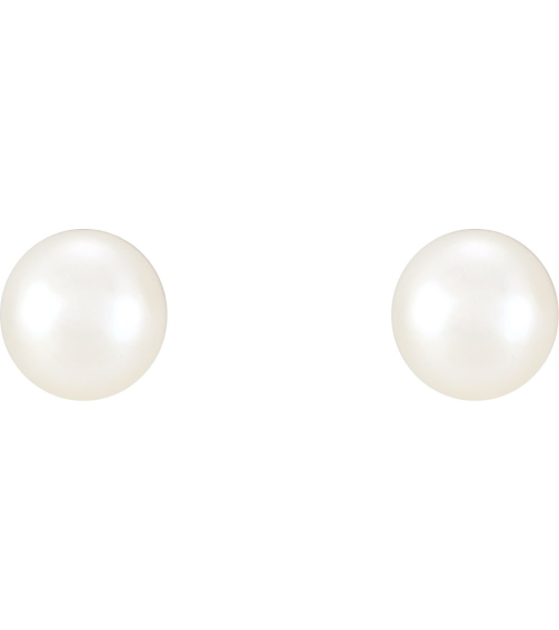 21372 Earring Set Cultured White Freshwater Pearl Pearl 5.0-5.5 Mm Sterling Silver Pair Friction Backs Included Polished Freshwater Cultured Pearl Earrings With Backs