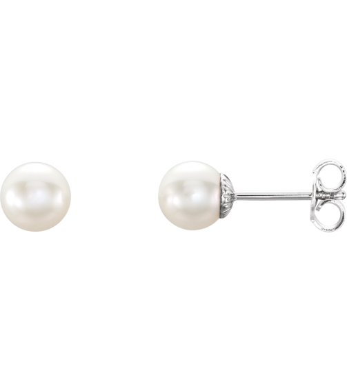 21372 Earring Set Cultured White Freshwater Pearl Pearl 6.0-6.5 Mm Sterling Silver Pair Friction Backs Included Polished Freshwater Cultured Pearl Earrings With Backs