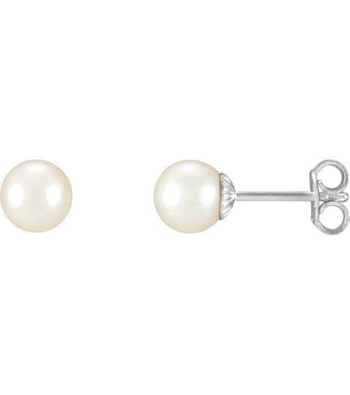 21372 Earring Set Cultured White Freshwater Pearl Pearl 7.0-7.5 Mm Sterling Silver Pair Friction Backs Included Polished Freshwater Cultured Pearl Earrings With Backs
