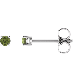 1874 14K White Set Round Natural Peridot Pair 2.5 Mm Friction Friction Backs Included 4-Prong Polished Natural Peridot Stud Earrings