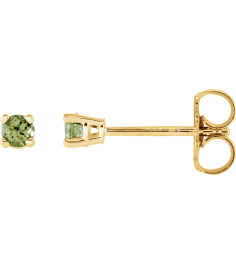 1874 14K Yellow Set Round Natural Peridot Pair 2.5 Mm Friction Friction Backs Included 4-Prong Polished Natural Peridot Stud Earrings