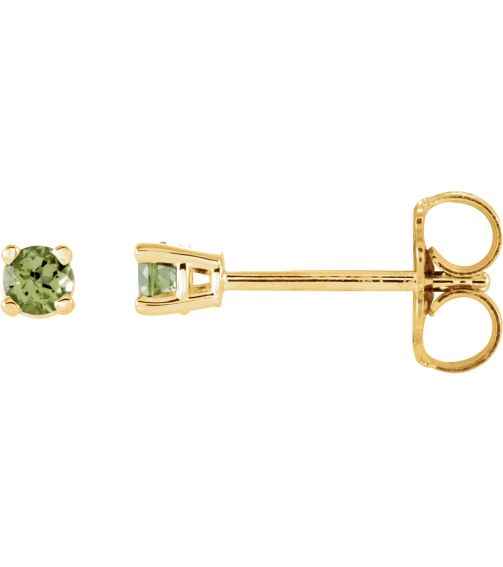 1874 14K Yellow Set Round Natural Peridot Pair 2.5 Mm Friction Friction Backs Included 4-Prong Polished Natural Peridot Stud Earrings