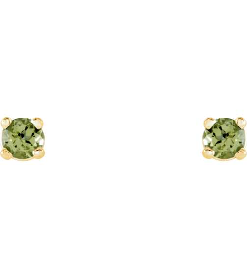 1874 14K Yellow Set Round Natural Peridot Pair 2.5 Mm Friction Friction Backs Included 4-Prong Polished Natural Peridot Stud Earrings