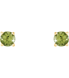 1874 14K Yellow Set Round Natural Peridot Pair 4 Mm Friction Friction Backs Included 4-Prong Polished Natural Peridot Stud Earrings