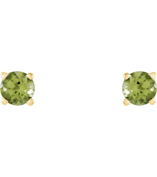 1874 14K Yellow Set Round Natural Peridot Pair 4 Mm Friction Friction Backs Included 4-Prong Polished Natural Peridot Stud Earrings