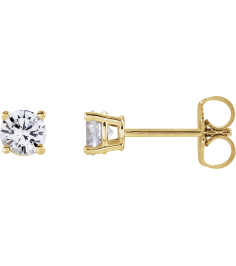 1874 14K Yellow Set Round Natural White Sapphire Pair 4 Mm Friction Friction Backs Included 4-Prong Polished Natural White Sapphire Stud Earrings