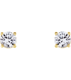 1874 14K Yellow Set Round Natural White Sapphire Pair 4 Mm Friction Friction Backs Included 4-Prong Polished Natural White Sapphire Stud Earrings