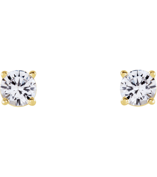 1874 14K Yellow Set Round Natural White Sapphire Pair 4 Mm Friction Friction Backs Included 4-Prong Polished Natural White Sapphire Stud Earrings