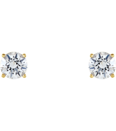 1874 14K Yellow Set Round Natural White Sapphire Pair 5 Mm Friction Friction Backs Included 4-Prong Polished Natural White Sapphire Stud Earrings