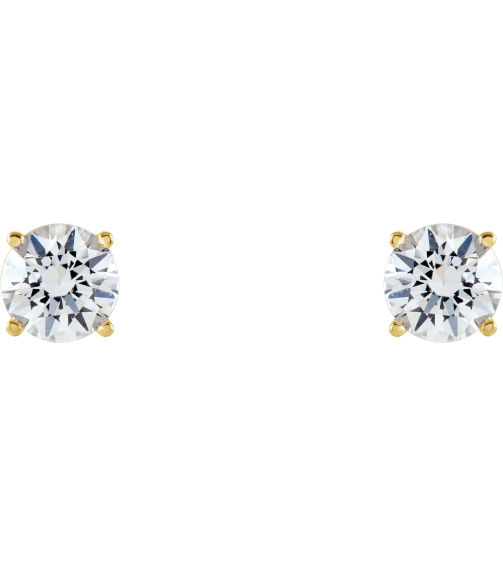 1874 14K Yellow Set Round Natural White Sapphire Pair 5 Mm Friction Friction Backs Included 4-Prong Polished Natural White Sapphire Stud Earrings
