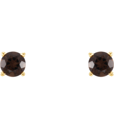 1874 14K Yellow Set Round Natural Smoky Quartz Pair 4 Mm Friction Friction Backs Included 4-Prong Polished Natural Smoky Quartz Stud Earrings