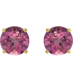 1874 14K Yellow Set Round Natural Pink Tourmaline Pair 5 Mm Friction Friction Backs Included 4-Prong Polished Natural Pink Tourmaline Stud Earrings