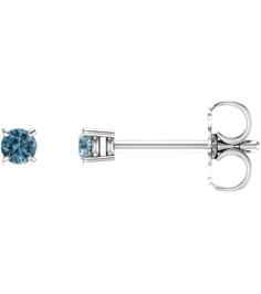 1874 14K White Set Round Natural Sky Blue Topaz Pair 2.5 Mm Friction Friction Backs Included 4-Prong Polished Natural Sku Blue Topaz Stud Earrings