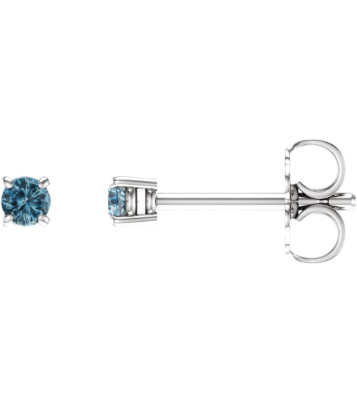 1874 14K White Set Round Natural Sky Blue Topaz Pair 2.5 Mm Friction Friction Backs Included 4-Prong Polished Natural Sku Blue Topaz Stud Earrings
