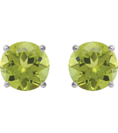 1874 14K White Set Round Natural Peridot Pair 5 Mm Friction Friction Backs Included 4-Prong Polished Natural Peridot Stud Earrings