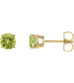 1874 14K Yellow Set Round Natural Peridot Pair 5 Mm Friction Friction Backs Included 4-Prong Polished Natural Peridot Stud Earrings