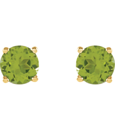1874 14K Yellow Set Round Natural Peridot Pair 5 Mm Friction Friction Backs Included 4-Prong Polished Natural Peridot Stud Earrings
