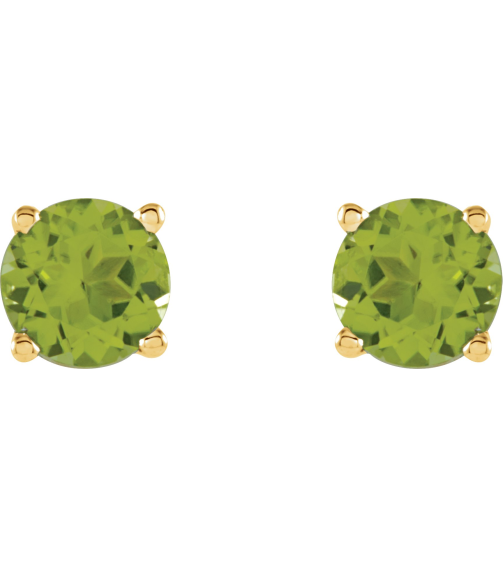1874 14K Yellow Set Round Natural Peridot Pair 5 Mm Friction Friction Backs Included 4-Prong Polished Natural Peridot Stud Earrings