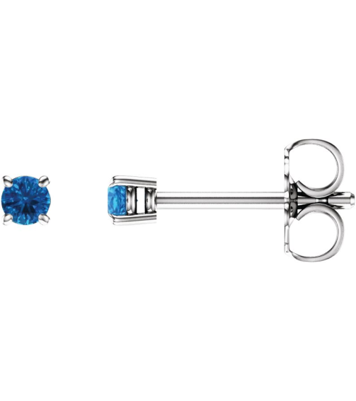 1874 14K White Set Round Natural Swiss Blue Topaz Pair 2.5 Mm Friction Friction Backs Included 4-Prong Polished Natural Swiss Blue Topaz Stud Earrings