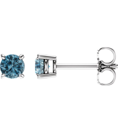 1874 14K White Set Round Natural Sky Blue Topaz Pair 4 Mm Friction Friction Backs Included 4-Prong Polished Natural Sku Blue Topaz Stud Earrings