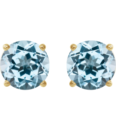 1874 14K Yellow Set Round Natural Sky Blue Topaz Pair 5 Mm Friction Friction Backs Included 4-Prong Polished Natural Sku Blue Topaz Stud Earrings