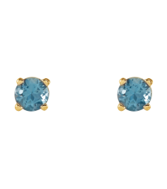 1874 14K Yellow Set Round Natural Swiss Blue Topaz Pair 4 Mm Friction Friction Backs Included 4-Prong Polished Natural Swiss Blue Topaz Stud Earrings