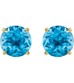 1874 14K Yellow Set Round Natural Swiss Blue Topaz Pair 5 Mm Friction Friction Backs Included 4-Prong Polished Natural Swiss Blue Topaz Stud Earrings