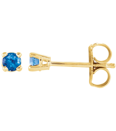 1874 14K Yellow Set Round Natural Swiss Blue Topaz Pair 2.5 Mm Friction Friction Backs Included 4-Prong Polished Natural Swiss Blue Topaz Stud Earrings