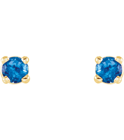1874 14K Yellow Set Round Natural Swiss Blue Topaz Pair 2.5 Mm Friction Friction Backs Included 4-Prong Polished Natural Swiss Blue Topaz Stud Earrings