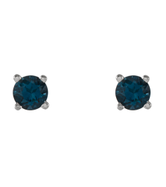1874 14K White Set Round Natural London Blue Topaz Pair 4 Mm Friction Friction Backs Included 4-Prong Polished Natural London Blue Topaz Stud Earrings