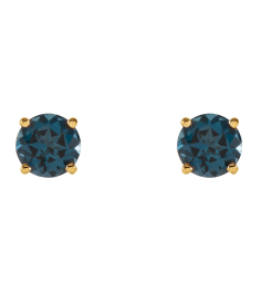 1874 14K Yellow Set Round Natural London Blue Topaz Pair 5 Mm Friction Friction Backs Included 4-Prong Polished Natural London Blue Topaz Stud Earrings