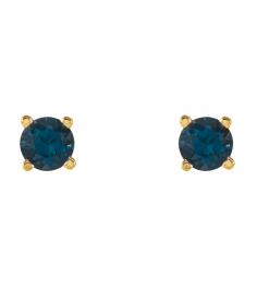 1874 14K Yellow Set Round Natural London Blue Topaz Pair 4 Mm Friction Friction Backs Included 4-Prong Polished Natural London Blue Topaz Stud Earrings