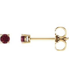 1874 14K Yellow Set Round Natural Mozambique Garnet Pair 2.5 Mm Friction Friction Backs Included 4-Prong Polished Natural Mozambique Garnet Stud Earrings