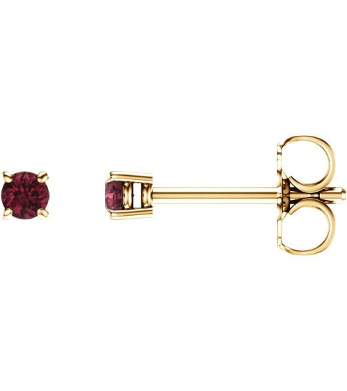 1874 14K Yellow Set Round Natural Mozambique Garnet Pair 2.5 Mm Friction Friction Backs Included 4-Prong Polished Natural Mozambique Garnet Stud Earrings