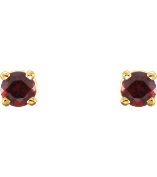 1874 14K Yellow Set Round Natural Mozambique Garnet Pair 2.5 Mm Friction Friction Backs Included 4-Prong Polished Natural Mozambique Garnet Stud Earrings