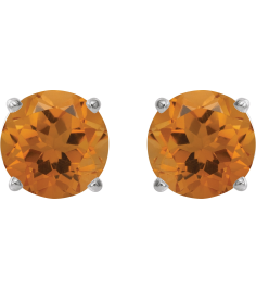 1874 14K White Set Round Natural Citrine Pair 5 Mm Friction Friction Backs Included 4-Prong Polished Natural Citrine Stud Earrings