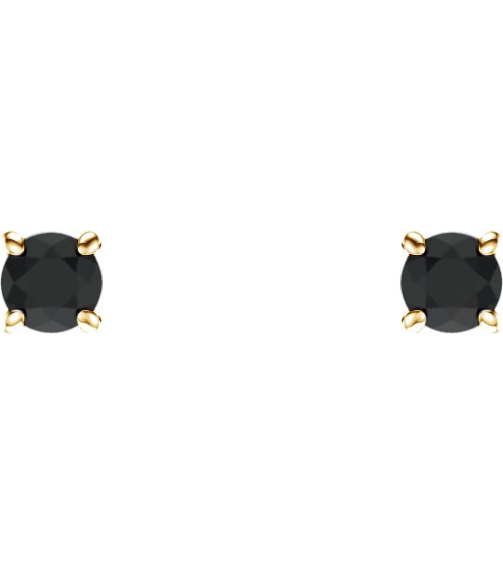 1874 14K Yellow Set Round Natural Black Onyx Pair 2.5 Mm Friction Friction Backs Included 4-Prong Polished Natural Black Onyx Stud Earrings