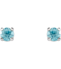 1874 14K White Set Round Natural Blue Zircon Pair 2.5 Mm Friction Friction Backs Included 4-Prong Polished Natural Blue Zircon Stud Earrings