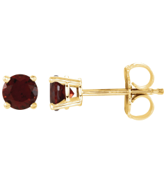 1874 14K Yellow Set Round Natural Mozambique Garnet Pair 4 Mm Friction Friction Backs Included 4-Prong Polished Natural Mozambique Garnet Stud Earrings