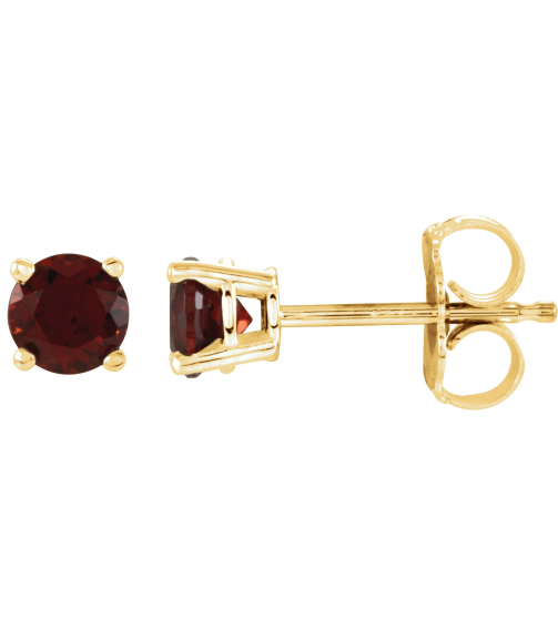 1874 14K Yellow Set Round Natural Mozambique Garnet Pair 4 Mm Friction Friction Backs Included 4-Prong Polished Natural Mozambique Garnet Stud Earrings
