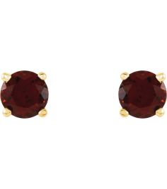 1874 14K Yellow Set Round Natural Mozambique Garnet Pair 4 Mm Friction Friction Backs Included 4-Prong Polished Natural Mozambique Garnet Stud Earrings