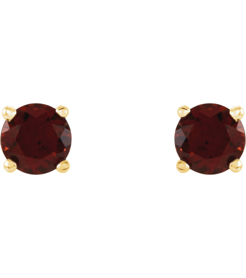 1874 14K Yellow Set Round Natural Mozambique Garnet Pair 4 Mm Friction Friction Backs Included 4-Prong Polished Natural Mozambique Garnet Stud Earrings