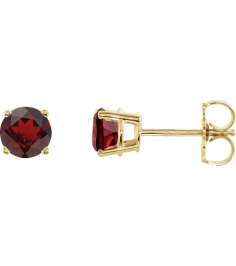 1874 14K Yellow Set Round Natural Mozambique Garnet Pair 5 Mm Friction Friction Backs Included 4-Prong Polished Natural Mozambique Garnet Stud Earrings