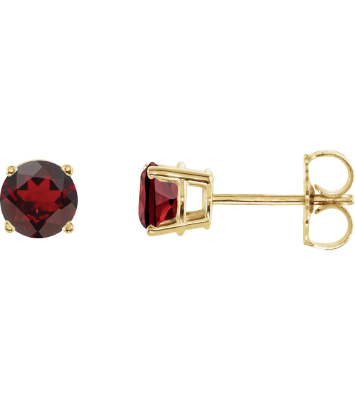 1874 14K Yellow Set Round Natural Mozambique Garnet Pair 5 Mm Friction Friction Backs Included 4-Prong Polished Natural Mozambique Garnet Stud Earrings